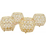 TIED RIBBONS Crystal Tealight Candle Holder with Gold Rim for Home Decor Set of 4 Golden Tealight Holder Centerpiece fot Table Wedding Birthday Party Gift Items