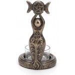 Veronese Design 4 3 4 Tall Spiral Goddess Triple Moon Tealight Candle Holder Cold Cast Bronzed Resin Sculpture Wiccan Home Decor Figurine Collectibles