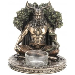Veronese Design 5 1 4" Tall Celtic God Cernunnos Tealight Candle Holder Cold Cast Bronzed Resin Sculpture Wiccan Home Decor Figurine Collectibles