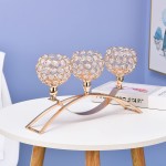 VINCIGANT Gold Crystal Candle Holders,3-Candle Candelabras,Dinning Room Table Centerpieces Wedding Living Room Decorations,（Gifts Boxed）