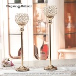 VINCIGANT Gold Crystal Tea Light Candle Stand Holders for Wedding Coffee Table Halloween Decorative Centerpiece Candelabra Home Decor Accent Set of 2