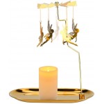 WIOR Rotary Candle Holder Gold Metal Spinning Flying Angels Tea Lights Candle Holder Romantic Scandinavian Designed Candlestick Ornament for Wedding Party Christmas Festival Home Decor 7.9'' Tall