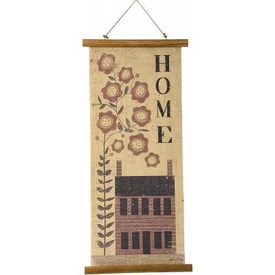 PBK Rustic Folk Art Home Decor Collection Home Love Grows Here -Saltbox Houses with Tole Painting Flowers Choose The Accents for Your Rustic Kitchen Wall Hanging