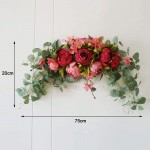 ACJRYO Artificial Floral Swag 30 Inch Handmade Flower Swag with Green Leaves Rose Peony Swag Arch Garland Simulation Flowers Arrangements Wedding Centerpieces for Front Door Home Decor