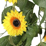 ALXFFBN 2 Pack Artificial Sunflower Teardrop Swag 34 Inch Spring Summer Sunflower Swag with 2 Self-Adhesive Hook Sunflower Vine Wreath Decor for Home Party Window Front Door Wedding Decor