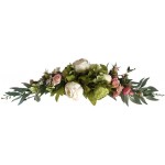 Artificial Peony Flower Swag 24 Inch Decorative Swag with Fake Roses and Green Leaves for Home Room Garden Lintel Wedding Arch Front Door Wall Decor