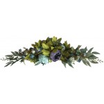 Artificial Peony Flower Swag 24 Inch Decorative Swag with Fake Roses and Green Leaves for Home Room Garden Lintel Wedding Arch Front Door Wall Decor
