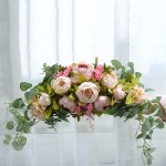 Atroy Artificial Peony Flower Swag,Wedding Arch Flowers,Decorative Swags Greenery Leaves,Artificial Floral Swag for Wedding Party Wall Home Decor