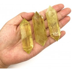 DSJJSUU 1PC Natural Citrine Yellow Crystal Double Point Tower Crystal Healing Home Decor Polished Natural Quartz Crystals Color : Beige Size : 50-60mm