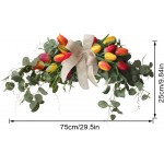 GREENSTORE Artificial Tulip Swag 29.5 Inch Handmade Floral Garland Decorative Swag Artificial Flower Swag with Green Leaves Faux Eucalyptuses Wedding Arch Party Front Door Wall Home Decor