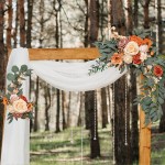 HANTURE 2Pcs Wedding Arch Flowers Kit Artificial Orange Rose Flower Swag with Eucalyptus Leaves 19.7Inch Decorative Floral Swag Wreath for Wedding Ceremony Party Home Decor