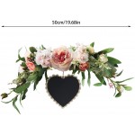 HANTURE Artificial Rose Peony Flower Swag 20 Inch Decorative Pink Roses Floral Swag Arch Wreath with Sign Fake Silk Floral Lintel Swag for Wedding Front Door Wall Home Decor
