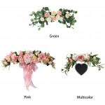 HANTURE Artificial Rose Peony Flower Swag 20 Inch Decorative Pink Roses Floral Swag Arch Wreath with Sign Fake Silk Floral Lintel Swag for Wedding Front Door Wall Home Decor