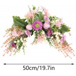 HYLOOD Pre-lit Artificial Easter Floral Swag 20Inch Easter Egg Wild Chrysanthemum Door Hanging Wreath Simulation Flowers Swag Garland for Easter Party Wall Home Decor