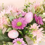 HYLOOD Pre-lit Artificial Easter Floral Swag 20Inch Easter Egg Wild Chrysanthemum Door Hanging Wreath Simulation Flowers Swag Garland for Easter Party Wall Home Decor