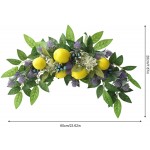 INIFLM 24in Artificial Flower Swag,Yellow Lemon Berry Swag Rustic Purple Lavender Eucalyptus Leaves Floral Swag Decorative Farmhouse Swag Faux Greenery Front Door Garland for Home Wall Holiday Decor