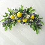 INIFLM 24in Artificial Flower Swag,Yellow Lemon Berry Swag Rustic Purple Lavender Eucalyptus Leaves Floral Swag Decorative Farmhouse Swag Faux Greenery Front Door Garland for Home Wall Holiday Decor