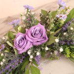 keebgyy 17.7Inch Artificial Swag Daisy Flower Greenery Swag with Artificial Rose and Lavender Front Door Wreath for Home Wedding Arch Garden Party Tabletop Wall Decor