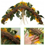 MINYULUA 2Pcs Artificial Sunflower Swags 23.6 Rustic Silk Front Door Swag Handmade Decorative Floral Swag with Greenery Leaves for Wedding Arch Table Home Office Party Backdrop Decor