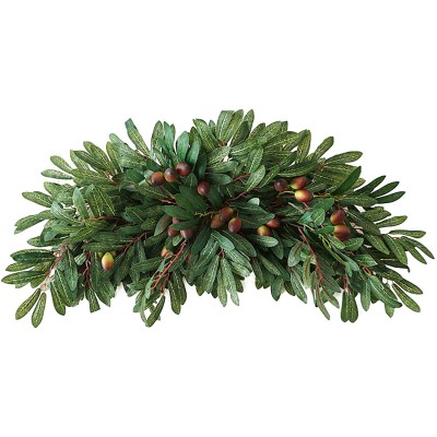 Mokyler Artificial Flower Swag Olive Leaves Swag Front Door Garland Faux Greenery Garland Wall Swag Hanging Floral Garland Hanging Greenery Vines for Home Office Wall Holiday Decor