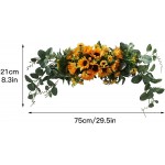 MSUIINT 29.5 Inch Artificial Sunflower Swag Wedding Arch Flowers with Green Leaves Handmade Spring Floral Swag Wall Hanging Garland for Front Door Garden Party Festival Home Decor