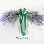 NMFIN Lavender Door Swag Purple Handmade Artificial Floral Chair Garland with Ribbon Bow for Wedding Table Centerpiece Flower Arrangement Home Decor 21.6In