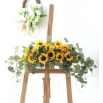 Okngr 1 Pcs Artificial Sunflower Swag Rustic Artificial Floral Swag Decorative Swag with Sunflower and Eucalyptus Leaves Hanging Arch Wreath Garland for Front Door Window Wall Home Decor