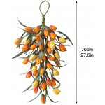 Okngr 27.6 Inch Tulip Swag Tulip Wreaths Artificial Tulip Teardrop Swag Faux Flower Swag Decorative Floral Swag with Green Leaves for Front Door Wall Window Wedding Garden Office Home Decor