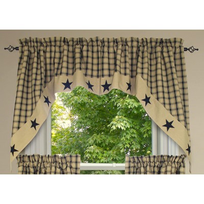 Primitive Home Decors Lancaster Star Lined Swag with Star Border 72x36