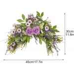 QLINDGK Artificial Rose Flower Swag with Daisy,17.7 Inch Silk Flowers Swag with Green Leaves,Wedding Arch Flowers for Home Wedding Arch DecorPurple