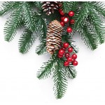 RESOYE 19.7 Inch Artificial Teardrop Swag Christmas Pine Needle Swag with Red Berry and Pine Cone Decorative Door Swag Garlands Artificial Hanging Wreath for Wall Front Door Holiday Home Decor