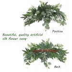 RNCOZE 23.6 Inch Artificial Flower Swag Wedding Arch Flowers with Flowers and Green Leaves Wall Hanging Garland Handmade Spring Floral Swag for Table Centerpiece Home Garden Party Decor