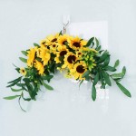 Somubi Sunflower Swag 22.8 Door Swag with Eucalyptus Leaves Handmade Artificial Floral Swag Decorative Sunflower Arch Wreath for Wedding Arch Party Front Door Wall Decor Home