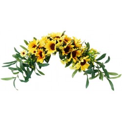 Somubi Sunflower Swag 22.8 Door Swag with Eucalyptus Leaves Handmade Artificial Floral Swag Decorative Sunflower Arch Wreath for Wedding Arch Party Front Door Wall Decor Home