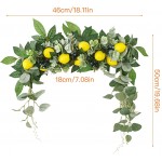 STOYRB Artificial Lemon Swag Artificial Plant Pendant Vivid Yellow Artificial Lemon Garland Natural Rattan Decor Wreath with Green Leaves for Home Decor