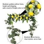 STOYRB Artificial Lemon Swag Artificial Plant Pendant Vivid Yellow Artificial Lemon Garland Natural Rattan Decor Wreath with Green Leaves for Home Decor
