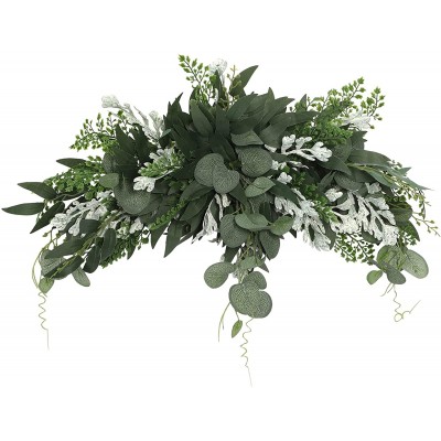 WDDH 27.5'' Floral Swag Large Artificial Mixed Eucalyptus Leaves Swag Front Door Decorative Swags with Green Leaves for Wedding Arch Home Garden Decor