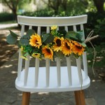 WDDH 2Pcs Artificial Sunflower Swags 16.5inch Decorative Swag with Sunflower Spring Floral Swag Wedding Arch Flowers for Home Table Mirror Chairback Decor