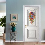 WDDH Spring Teardrop Swag 25inch Oil Paint Color Floral Swag Front Door Flower Swag with Hydrangea and Daisy Flower Wall Hanging Teardrop Wreath for Home Spring Decor