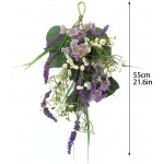 WUHNGD Artificial Flower Swag Lavender Daisy Swag Wall Hanging Floral Teardrop Spring and Summer Grapevine Swag Wreath for Front Door Window Farmhouse Home Decor 21.6In Purple
