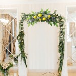 XKMY 23.6 Inch Artificial Lemon Swag Decorative Fruit Swag with Lavender Yellow Lemon & Green Leaves Spring Summer Floral Swag Door Swag for Front Door Wall Window Wedding Home Decor