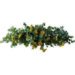 YIREAUD Floral Swag,26inch Yellow Daisy and Forsythia Swag Small Wreath Spring Summer Floral Swag for Home Mirror Lintel Party Decor
