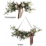 ZWMBYN 27.5 Inch Greenery Swag Artificial Front Door Wreath Large Artificial Olive Leaves Swag with Cotton and Bow Ribbon Hanging Eucalyptus Leaves Garland for Wedding Arch Home Garden Decor