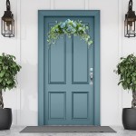 ZYLLZY Artificial Wedding Peony Flower Swag,24Inch Spring Summer Arch Floral Swag with Green Leaves,Blue Rustic Peony Lintel Wreath for Front Door Home Garden Decor