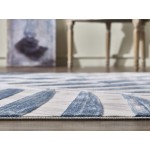 7'9x10'2 Blue Grey & Beige Floral Palm Leaf Pattern Area Rug by Abani Rugs Nova Collection Modern Eclectic Style Accent Rug