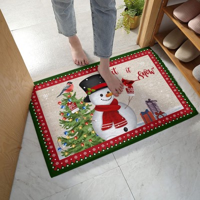 Bedroom Plush Area Mat Fluffy Christmas Shag Area Rug for Living Room Soft and Absorbent Doormat for Indoor Couch Sofa Luxury Accent Home Decor Mat 24"x35" Xmas Tree Red Birds Snowman Let Snow