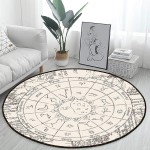 Brown Cream Coffee Table Rug Sun and Moon Living Room Bedroom Modern Accent Home Decor Diameter 4 ft
