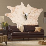 Carvapet Faux Cowhide Shaped Rug Decorative Gold Foil Carpet for Living Room Bedroom Wall Decoration Home Decor Area Rug 5'x6'7 Off-White