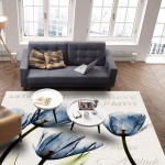 COLORSUM Indoor Area Rug Anti-Slip Rug Blue Tulips Beige Background Believe Washable Living Room Bedroom Accent Rug Home Decor Floor Carpet 2'x3'