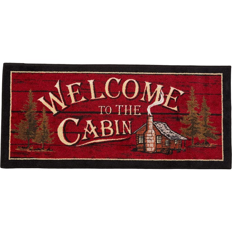 Cozy Cabin CC5268 Welcome to the Cabin Non Skid Rug 20x44 Red
